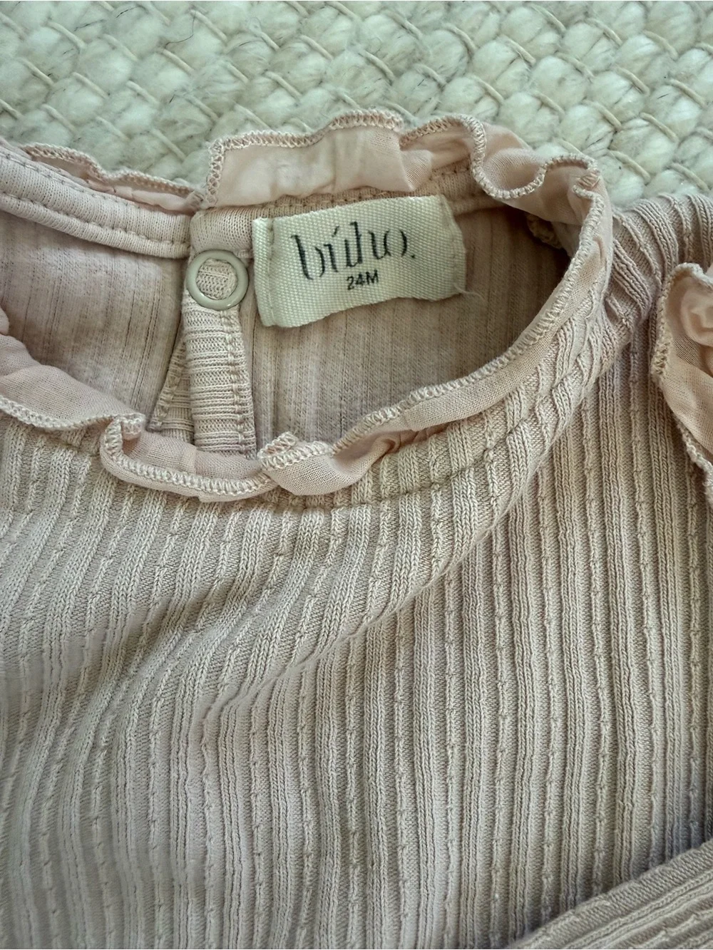 Buho Ribbed Long-Sleeve One-Piece in Blush